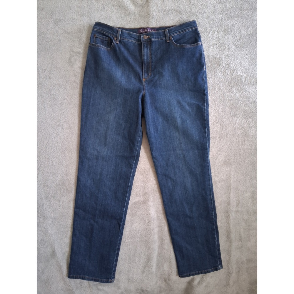 Gloria Vanderbilt Amanda Jeans Sz 16 35x30 Blue High Rise Straight Leg Stretch